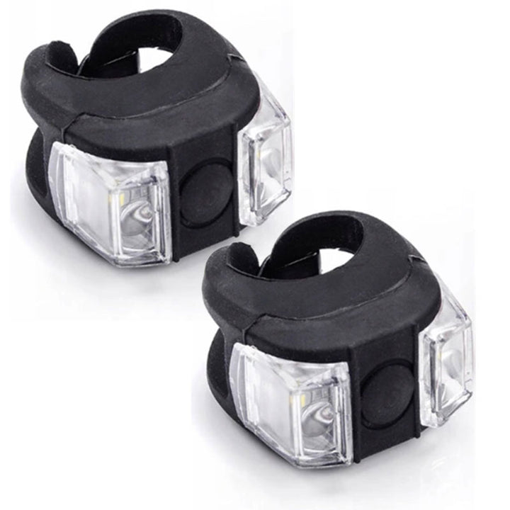 Set de lumini pentru biciclete din silicon, Zola®, 2 bucati, lumina alba si rosie, 3 moduri de luminare, impermeabile, negru