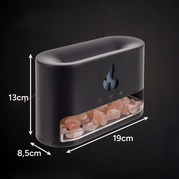 Difuzor aromaterapie efect semineu, Zola, 250 ml, 15-20 ml/h, 10 W, lumini LED, temporizator, USB, 13 x 8.5 x 19 cm, negru