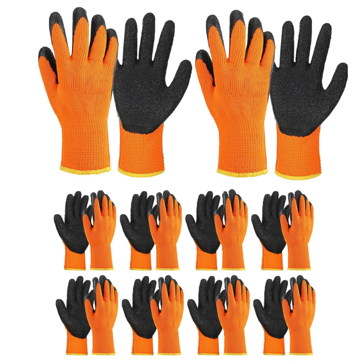 Set 10 manusi de lucru, Zola, impermeabile, latex, izolate, marime universala, aderente, negru portocaliu