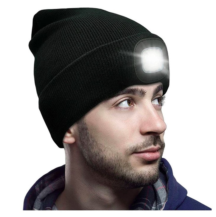 Caciula unisex cu led, Zola, reincarcabil USB, luminare in 3 moduri, marime universala, neagra
