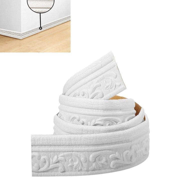 Banda/plinta de perete decorativa, Zola, pefecta ca plinta sau banda decorativa, din spuma, lungime 230 cm, alb