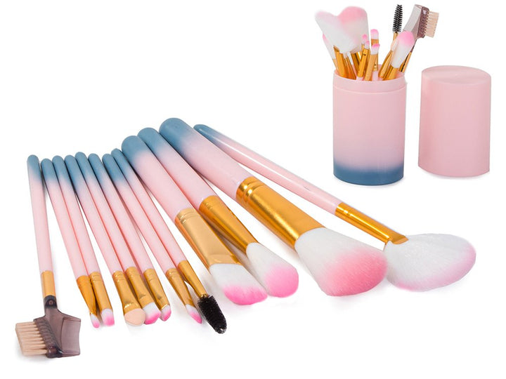 Set 12 pensule de machiaj, Zola®, cu suport , Rainbow Love