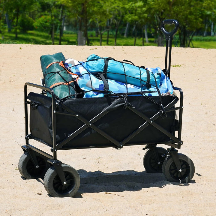 Carucior de plaja si gradina, Zola, cu anvelope extra largi, pliabil, maner extensibil, sistem blocare roti, material OXFORD, sarcina maxima 100 kg,  94 x 60.5 x 70 cm