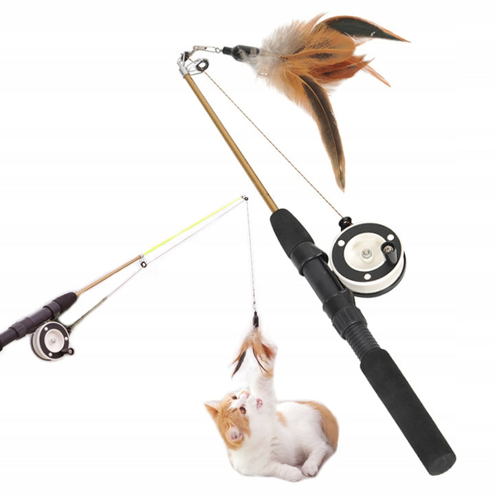 Jucarie pentru pisici, Zola, undita cu pene, lungime reglabila 41-75 cm