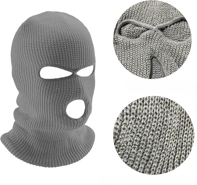 Cagula multifunctionala, Zola®, 3 orificii pentru ochi si gura, tricotata, universala, poliacrilic, 34x18 cm, gri
