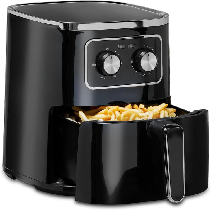 Friteuza cu aer cald, Zola®, Air Fryer, capacitate 4.5 l, temperatura 80–200°C, functie cronometru 0-60 minute, 1450 W, 26.5x32.5x30 cm, neagra