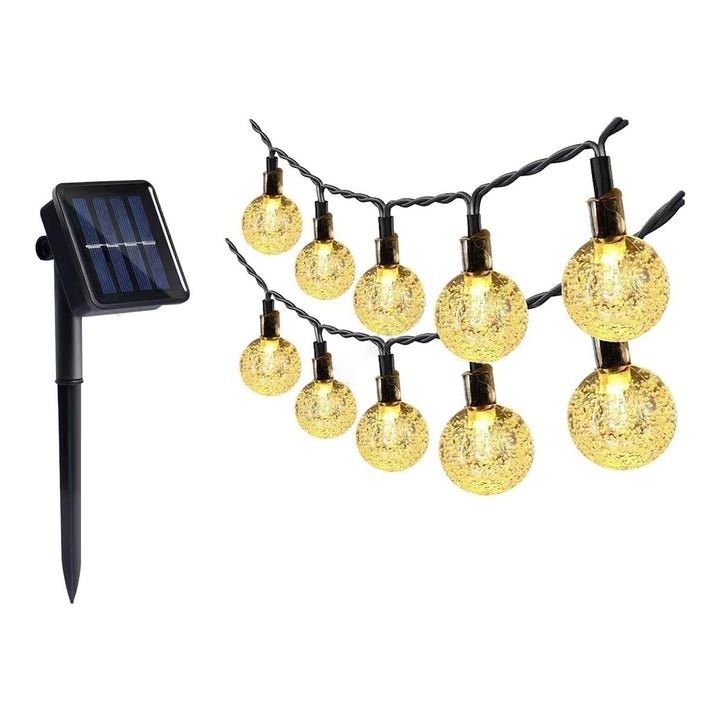 Ghirlanda cu panou solar, UBX®, 12 m, alb cald, rezistenta la apa IP44, 8 moduri de iluminare