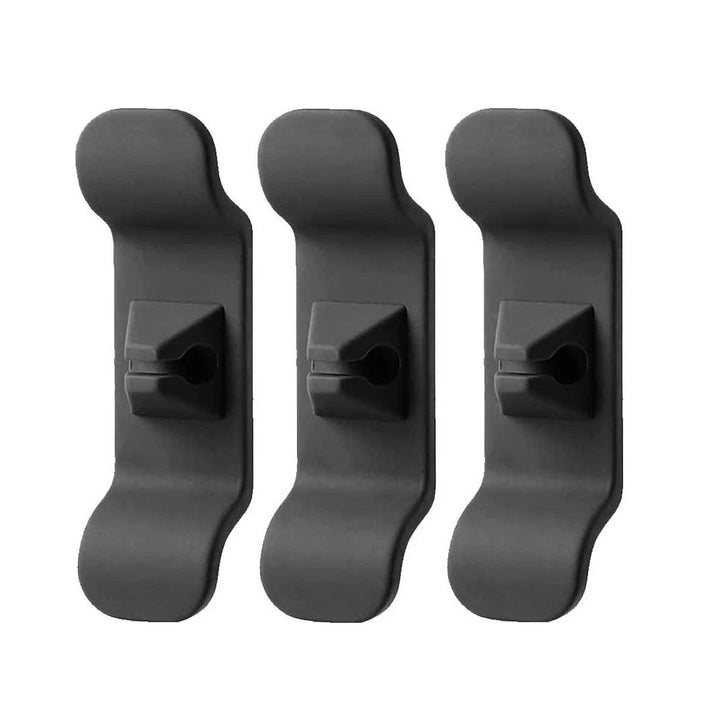 Set 3 suporturi organizatoare cabluri, Zola®, autoadeziv, tip clema, 10x3x1.7 cm, negre