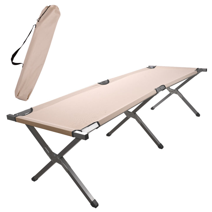 Pat pliabil de campanie, Zola, structura metalica, material poliester 600D, greutate maxim suportata 150 kg, 190.5 x 70 x 42 cm