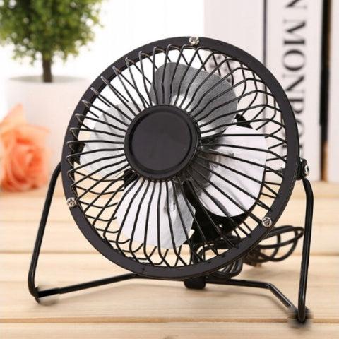 Ventilator de birou cu alimentare USB,  Zola, aluminiu, pozitie reglabila, comutator ON/OFF, 15 cm, negru