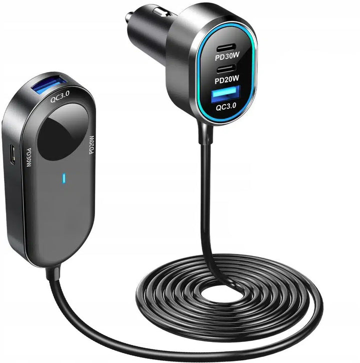 Adaptor splitter bricheta auto, Zola®, 100 W, 6 porturi USB, cablu 1.5 m, negru