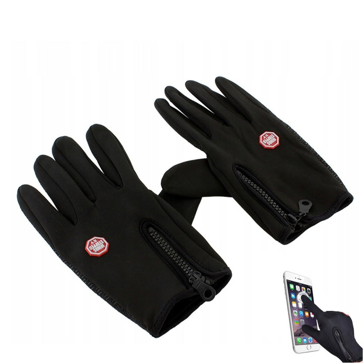 Manusi de iarna pentru ecran touchscreen, Zola, fermoar, anti-alunecare, unisex, marimea L, lungime 22 cm, negre