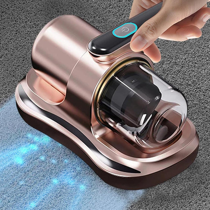 Aspirator UV  antiacarieni pentru saltele, Zola, 100 W,  filtru HEPA, capacitate 250 ml, fara fir, incarcare USB, 26 x 25 x 15 cm, negru/auriu