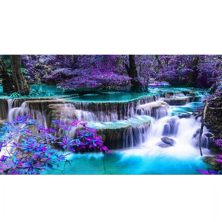 Goblen mozaic cu diamante, Zola, model peisaj cu cascada, 50x100 cm