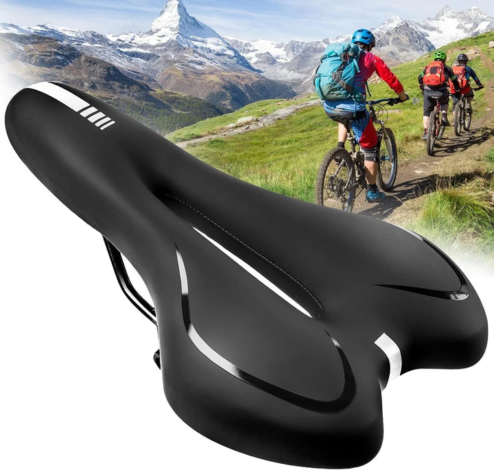 Sa pentru bicicleta, Zola, din gel extrem de confortabil, pe 2 tije, 27.5x16 cm, negru/alb