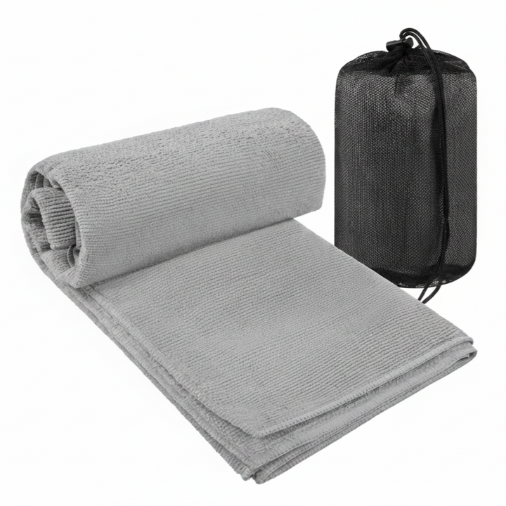 Prosop cu uscare rapida, Zola,  microfibra, 120 x 60 cm, 280 g/m², husa depozitare, gri
