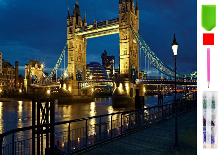 Goblen mozaic cu diamante, Zola,  Tower Bridge in nopate, 30 x 40 cm