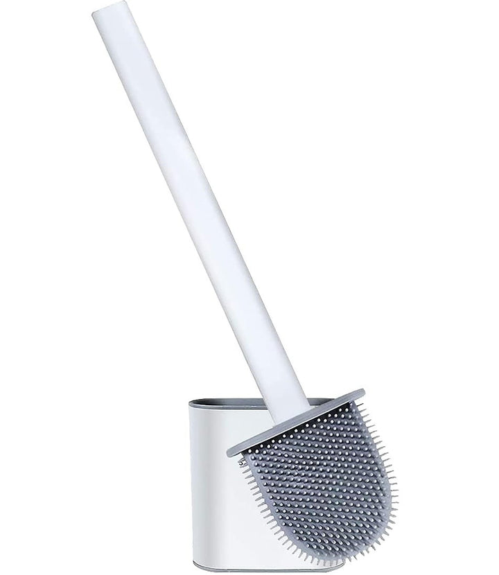 Perie de toaleta, Zola®, cu recipient pentru scurgerea apei, peri moi, din silicon si maner din plastic, patrata, 35x8x2cm,  alb