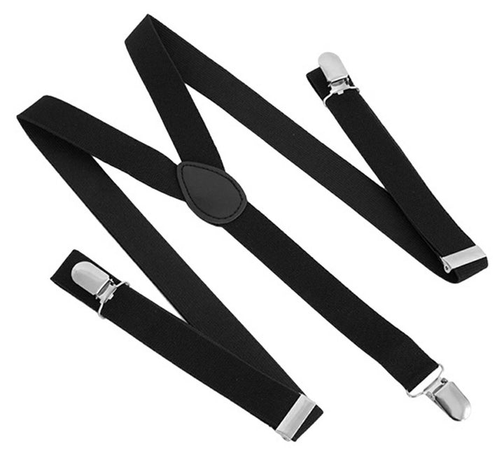 Bretele elegante pentru pantaloni tip Y, Zola®, inguste cu 3 catarame, unisex, marimea M-XL, negre