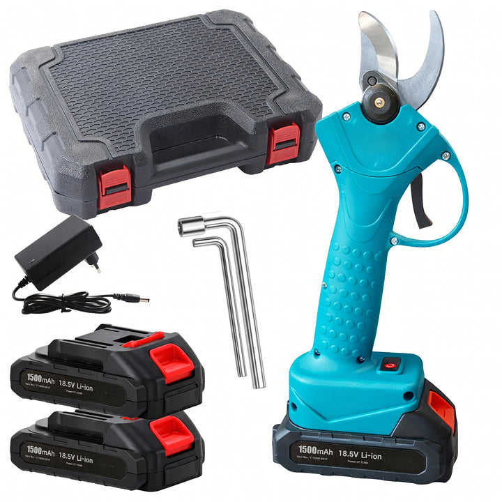 Foarfeca de gradina electrica pentru vita de vie si crengi, Zola, 500 W, 2 acumulatori 18.5/21V, deschidere 20-25 mm, lame otel SK-5, incarcator, cutie depozitare