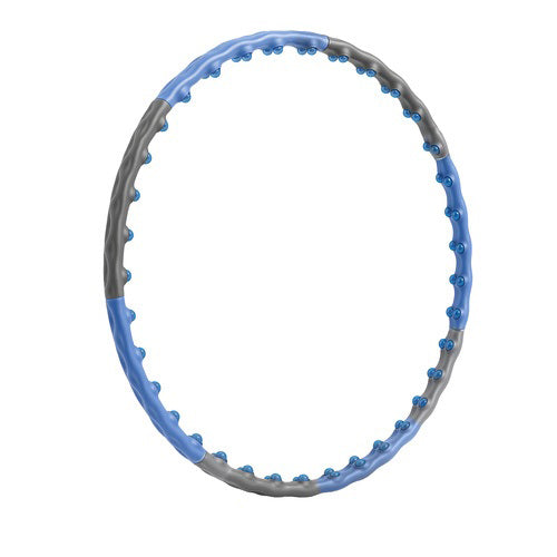 Cerc hula hoop de antrenament, Zola, 48 de tinte, 110 cm, pliabil, 8 segmente, PVC, albastru/gri