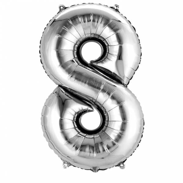Balon folie cifra 8, Zola®, Argintiu, 40 cm