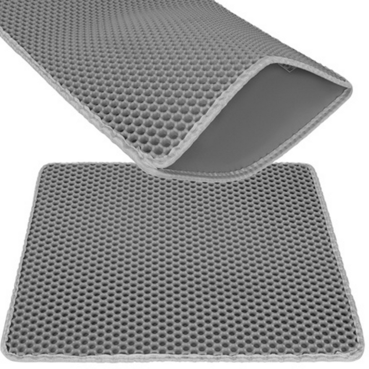 Covoras pentru litiera pisicilor, Zola, 60 x 45 cm, dublu, antiderapant, gri