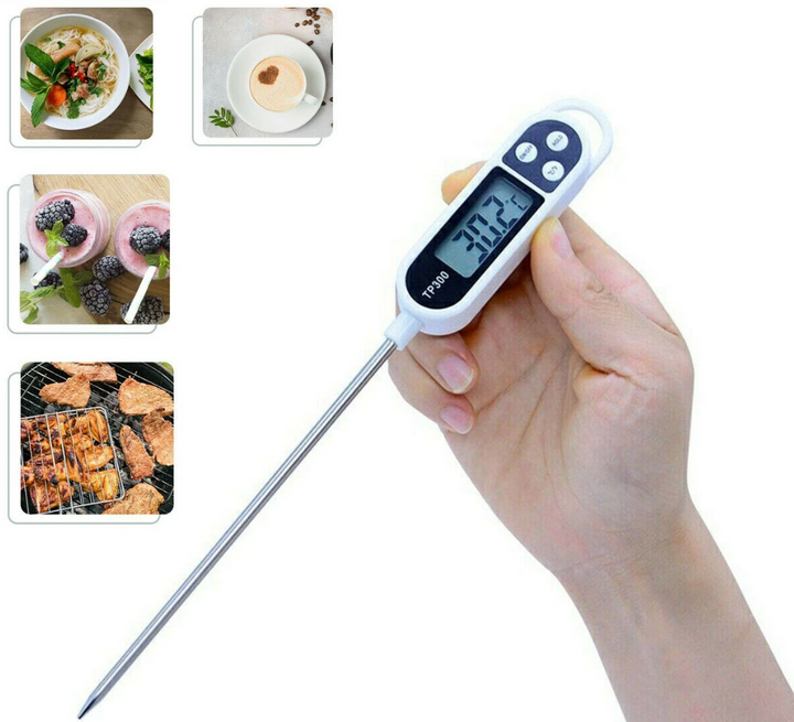 Termometru alimentar, Zola®, ecran LCD, functia HOLD, interval temperatura -50/+300 grade, din otel, alb/negru