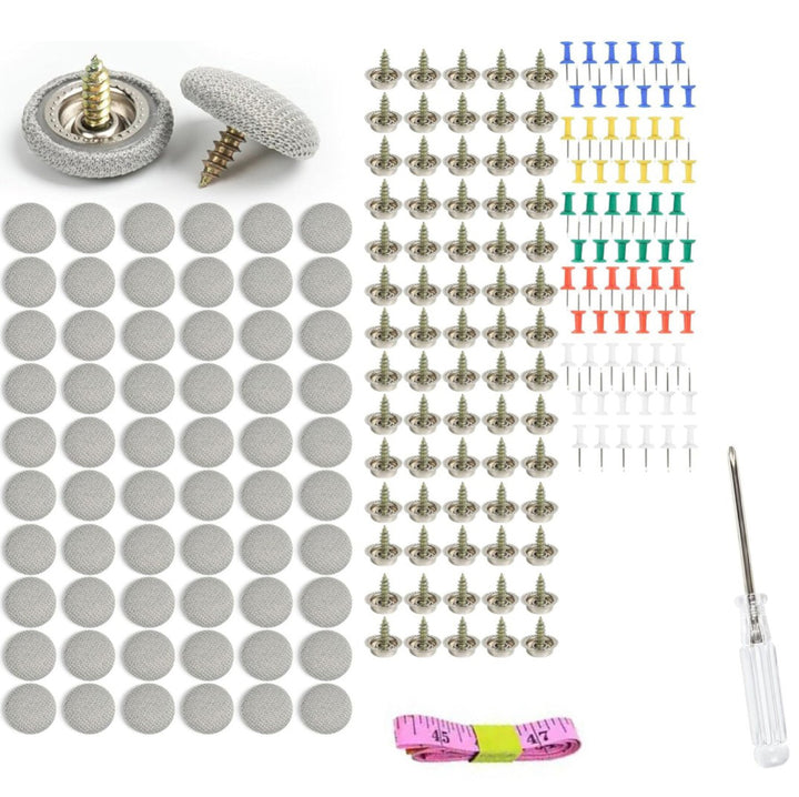 Kit pentru reparatia plafonului auto, Zola, 60 de nituri de reparatie, din metal si plastic, lungime surub 13 mm, argintiu