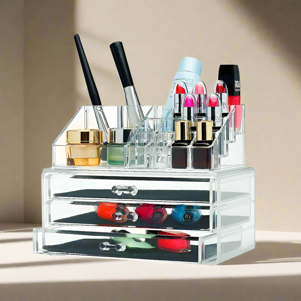 Organizator universal pentru cosmetice, Zola®, cu sertare, din plastic, transparent