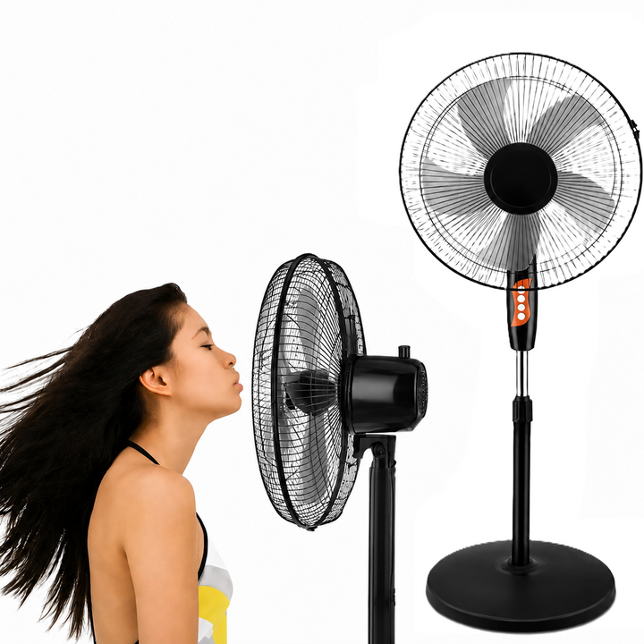 Ventilator cu picior, Zola, 45 W, 5 pale, 3 trepte viteza, inaltime reglabila 102-115 cm, negru
