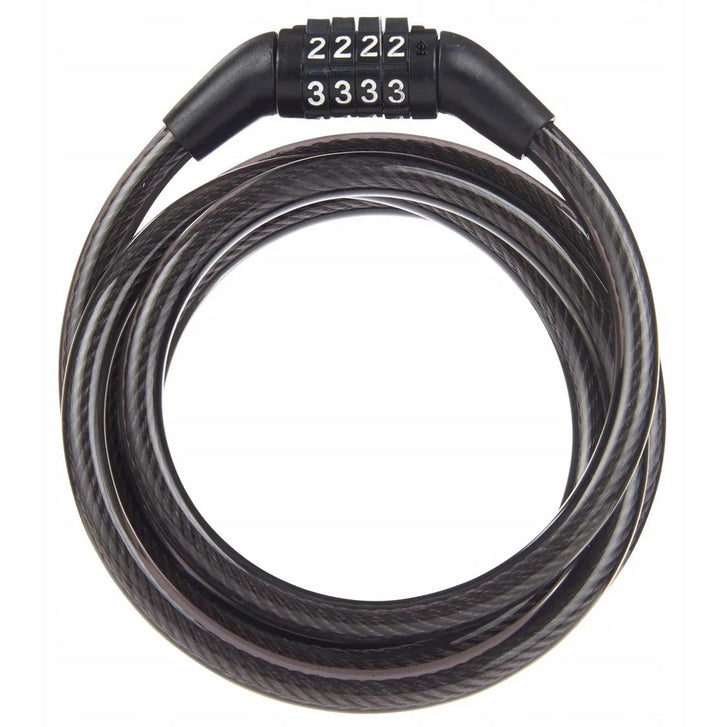 Antifurt bicicleta, Zola®, otel inoxidabil imbracat in silicon, cod din 4 cifre, 100 cm, diametru 8 mm, negru