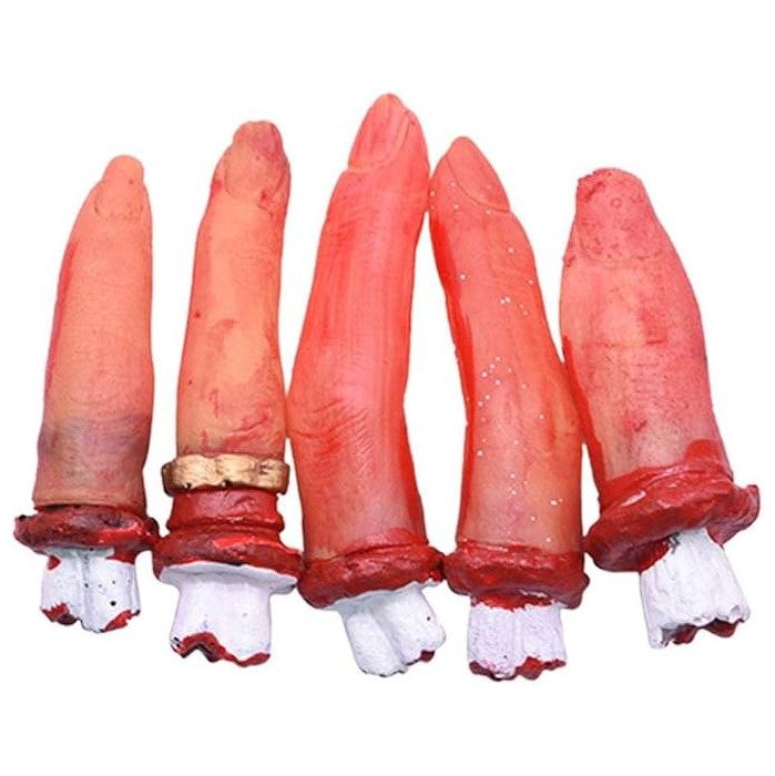 Decoratiune Halloween set 5 degete taiate, Zola, din cauciuc, 9.3x2.3 cm