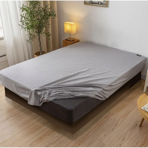 Cearceaf din bumbac cu elastic, Zola, marime pat dublu, 180 x 200 x 20 cm, gri