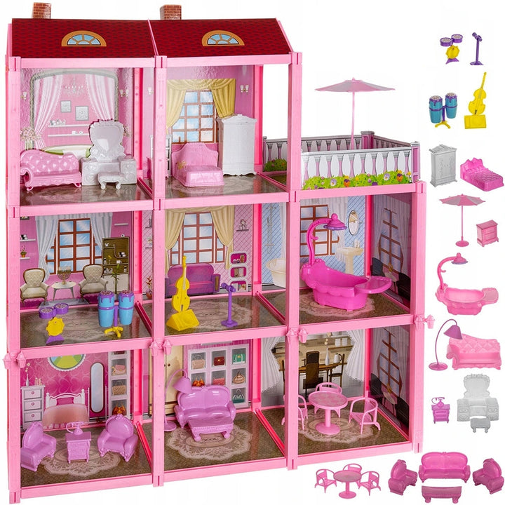 Casuta de papusi din plastic, Zola®, complet utilata , 3 etaje, 17x60x65 cm
