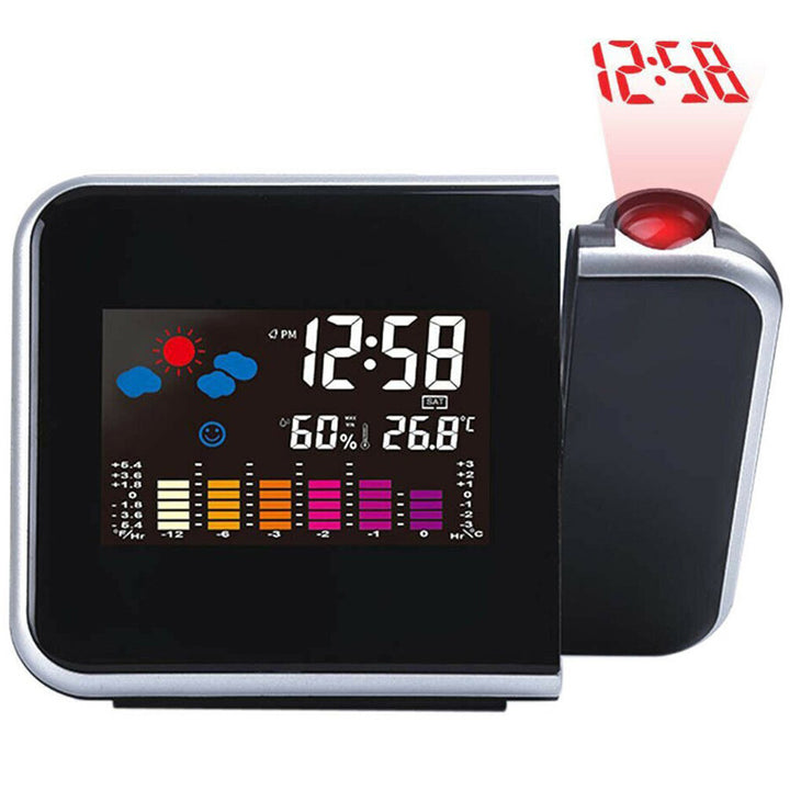 Ceas cu proiector multifunctional,  Zola®, statie meteo, higrometru, fara fir, ecran LED color,15x11x2.5 cm