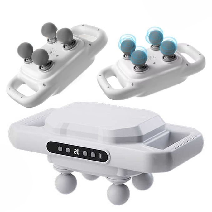 Aparat de masaj corporal, Zola, 4 capete, 20 niveluri intensitate, 6 moduri functionare, 12W, afisaj LCD, cablu USB-C, 30 x 16.5 x 14 cm, alb