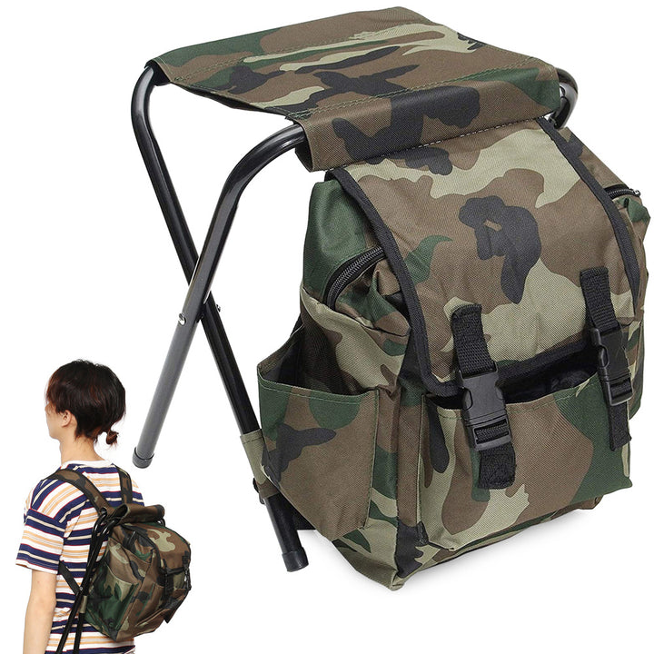 Scaun de pescuit pliabil, Zola®, cu rucsac, confortabil si stabil, model armata