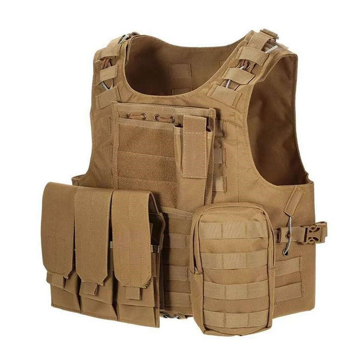 Vesta tactica airsoft, Zola®, reglabila, lungime 55-65 cm, circumferinta 100-140 cm, 1.6 kg, maro