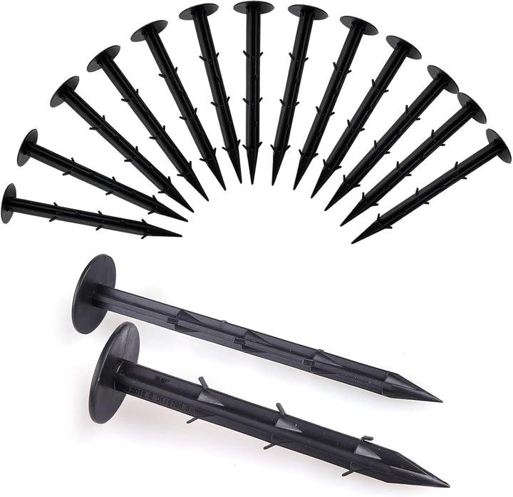 Set 50 cuie fixare agrotextile, Zola, din PVC, temperatura de utilizare -30 pana la 50 grade Celsius, 15x3 cm, negre