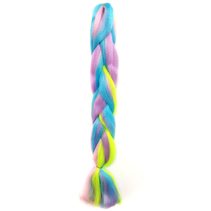 Extensie par sintetic pentru impletituri, Zola®, albastru/galben neon/mov,  60 cm