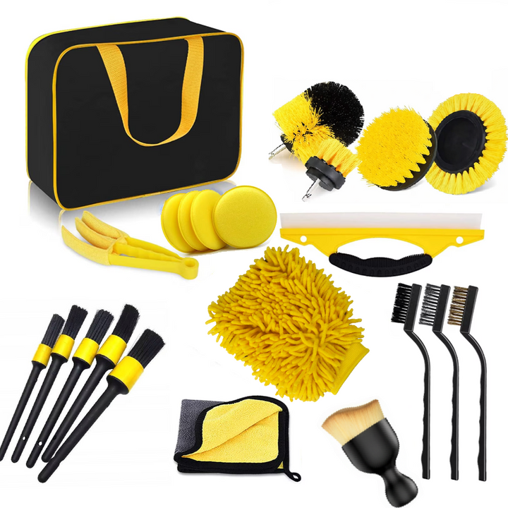 Kit detailing auto 22 in 1, Zola, set curatare auto complet, perii, pensule, lavete, accesorii detailing