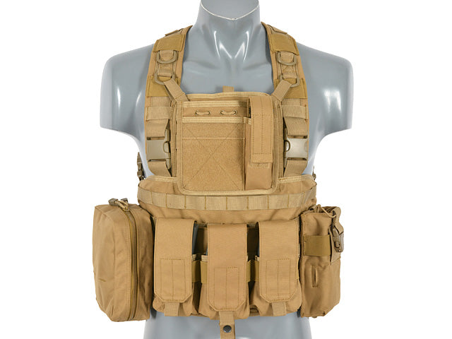 Vesta tactica airsoft, Zola®, fara spate, reglabila, cu buzunare multiple, maro
