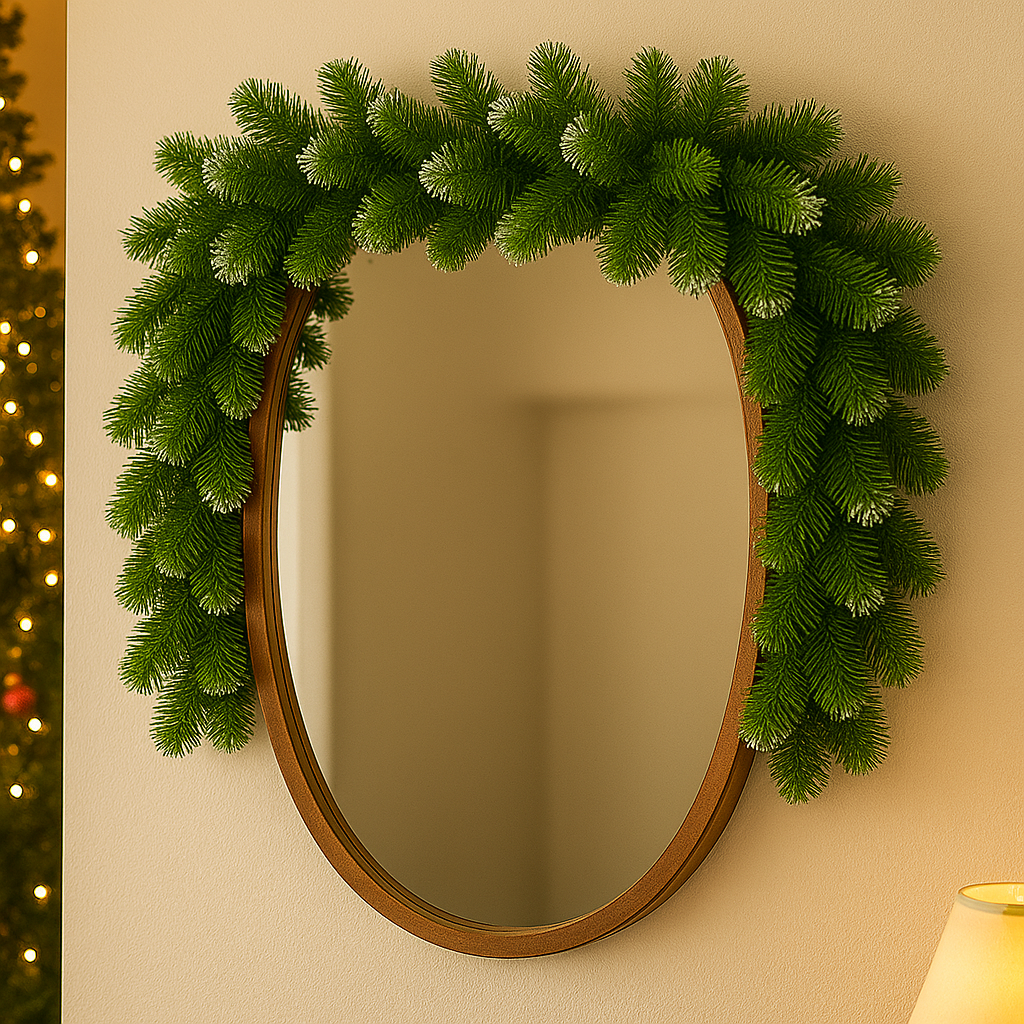 Ghirlanda decorativa de brad, Zola, pentru Craciun, varfuri albe de zapada, 270 x 29 cm