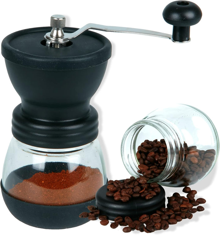 Rasnita manuala universala, Zola, cafea,condimente, reglarea grosimii de macinare, recipient din sticla,  ceramica/Inox/Sticla