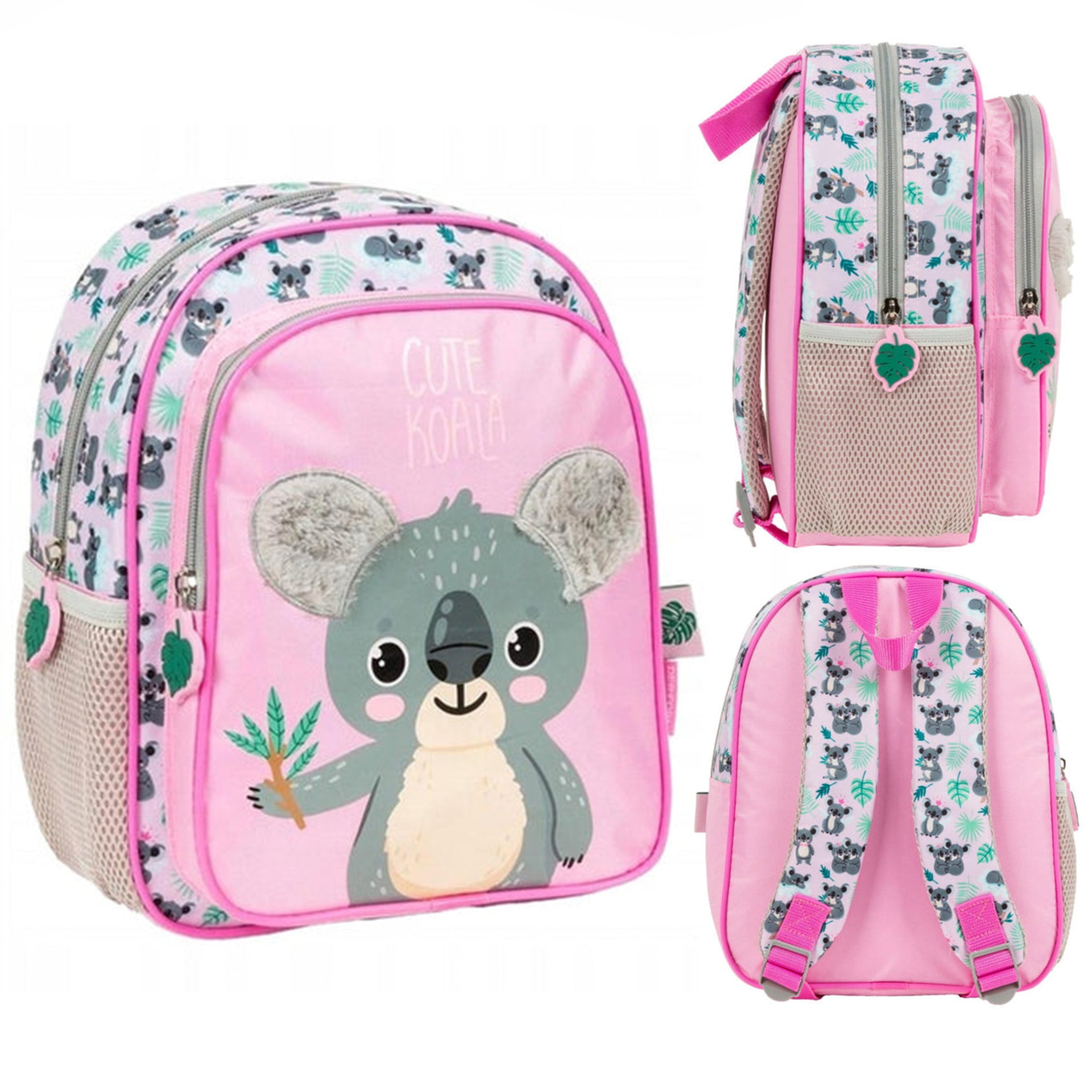 Ghiozdan prescolari, Zola, 2 compartimente, 2 buzunare laterale plasa, bretele reglabile, greutate redusa, 29 x 23 x 14 cm, roz, koala pufos