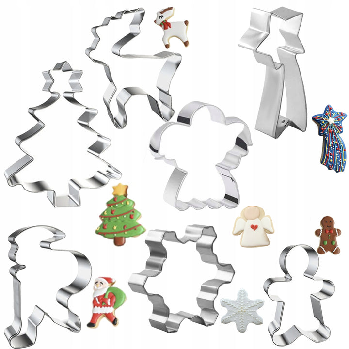 Forma metalice, Zola®, pentru biscuiti, 7 bucati, model de Craciun, 9 x 7 x 2.2 cm