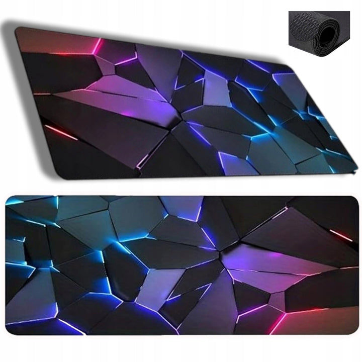 Mouse pad gaming, Zola, cauciucat, anti-derapant, model abstract 3D, 73 x 38.5 cm, negru/violet