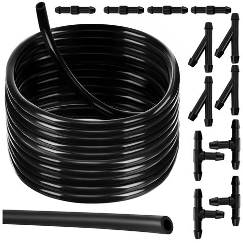 Kit reparatii spalator parbriz, Zola, furtun 2 m, 12 conectori drepti/T/Y, PVC, 4/5 mm, negru