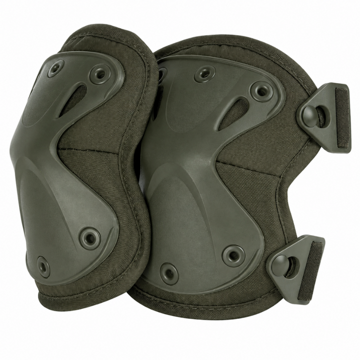 Set genunchiere si cotiere tactice, Zola, protectie airsoft si paintball, policarbonat, benzi elastice, fixare Altalock velcro, verde army